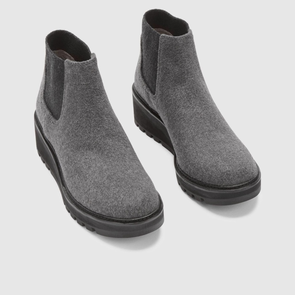 Eileen Fisher Chelsea Grey Wedge Bootie in Fleece